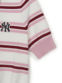 Women's Varsity Stripe Half-zip Crop Short Sleeve Knit Pullover