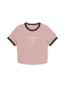 Women's Sportive Cursive Ringer Crop T-shirts
