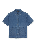 Dia Monogram Embo Patched Short Sleeve Denim Work Shirts