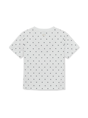 Women's Dots Pattern Lettering Slim Semi Crop T-shirts
