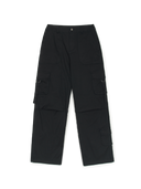 Woman Vintage Cotton Multi Cargo Semi-wide Pants
