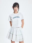 Women's Denimlike Lettering Big Lux Crop T-shirt