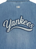 Women's Varsity Logo Cropped Short Sleeve Denim Shirts