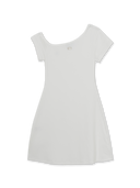 Women's Basic Off Shoulder Shirring Ribbed Dress