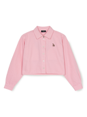 Women's Varsity Logo Cropped Denim Shirts