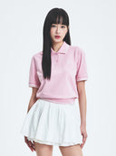 Women's Basic Crop Polo T-shirt