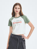 Women's Varsity Washing Vintage Raglan Crop T-shirt
