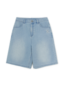 Women's Basic Small Logo Summer Tencel 9in Denim Shorts