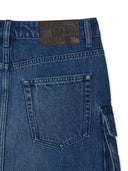 Women's Basic Small Logo Studded Denim Skirt