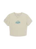 Women's V-neck Letter Crop T-shirts