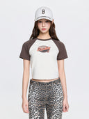 Women's Vintage Color Block Crop T-Shirts