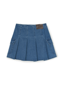 Women's Basic Pleated Cargo Denim Skirt