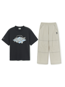 Street Short Slv Ts, Long Woven Pants Set