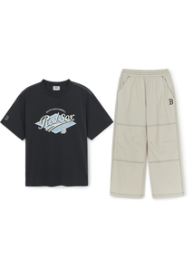 Street Short Slv Ts, Long Woven Pants Set