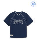 Sportive Varsity Woven Mesh Blocking T-shirt