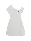 Women's Basic Off Shoulder Shirring Ribbed Dress