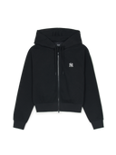 Basic Small Logo Waffle Crop Hood Zip Up