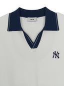 Varsity Tuck Texture Open Collar Short Sleeve Knit Pullover