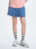 Women's Basic Pleated Cargo Denim Skirt