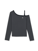 Women's Stripe Stud Point Off Shoulder Long Sleeve T-shirts