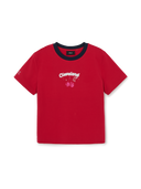 Women's Summer Fruits Lifestyle Slim Semi Crop Ringer T-Shirts
