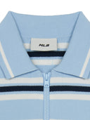 Women's Varsity Stripe Half-zip Crop Short Sleeve Knit Pullover