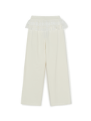 Women's Basic Lace Ruffle Semi Wide Pants