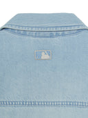 Basic Small Logo Summer Tencel Short Sleeve Denim Shirt