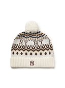 NORDIC PATTERN POMPOM BEANIE