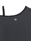 Women's Stripe Stud Point Off Shoulder Long Sleeve T-shirts