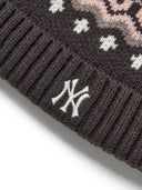 NORDIC PATTERN POMPOM BEANIE