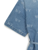 Women's Classic Random Monogram Jacquard Short Sleeve Denim Dress