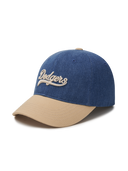 Varsity Cursive Denim Color Block Unstructured Ball Cap