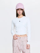 Women's Basic Slim Ribbed Crop Long Sleeve T-shirts