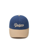 Varsity Cursive Denim Color Block Unstructured Ball Cap