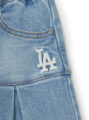 Pleated Denim Skirt