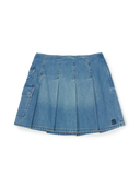 Women's Varsity Vintage Denim Cargo Pleated Skirt