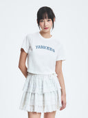 Women's Denimlike Lettering Big Lux Crop T-shirt