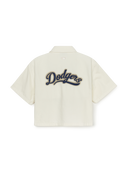 Women's Varsity Logo Cropped Short Sleeve Denim Shirts