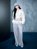 Women's Basic Lace Ruffle Semi Wide Pants