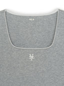 Women's Basic Lace Square Neck Slim Semi Crop T-shirts