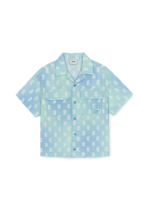 Aurora Monogram Short-slv Woven Shirt