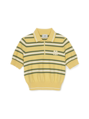 Women's Varsity Stripe Half-zip Crop Short Sleeve Knit Pullover