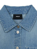 Women's Varsity Logo Cropped Short Sleeve Denim Shirts