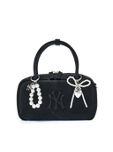 Pearl Ribbon Heart Charm Keyring