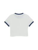 Women's Sportive Cursive Ringer Crop T-shirts