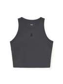 Women Basic Small Logo Ribbed Crop Top