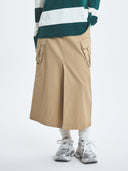 Varsity Vintage Cotton Slit Cargo Long Skirt