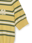 Women's Varsity Stripe Half-zip Crop Short Sleeve Knit Pullover