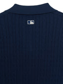 Women's Varsity Cable Open Collar Short Sleeve Knit Pullover